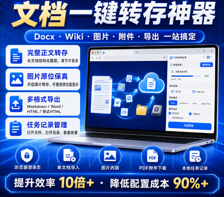 文档一键转存工具-图片免复制 附件批量下载